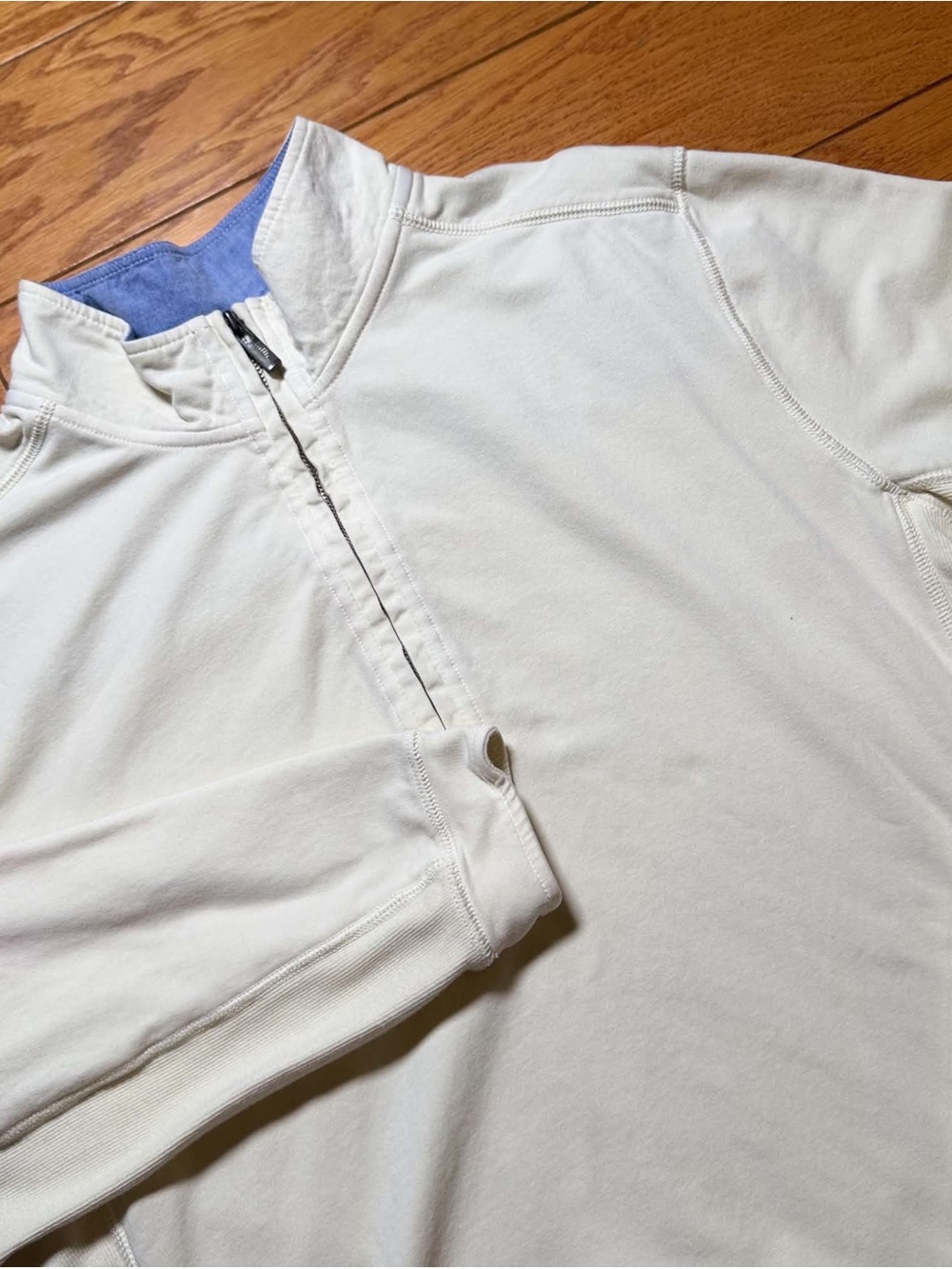 Tommy Bahama Cream Quarter-Zip Pullover with Blue Collar Lining